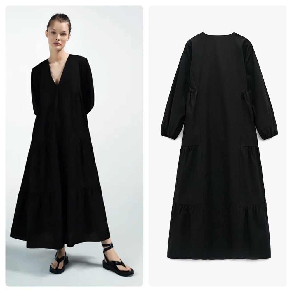 VOLUMINOUS POPLIN DRESS ZARA BLACK - Picture 3 of 6